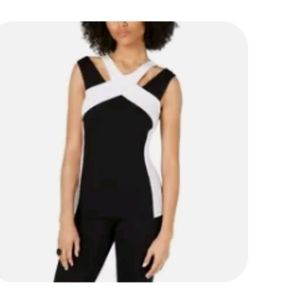 INC Black/white criss cross top, XXL, NWT